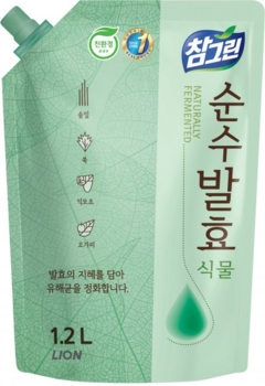 Засіб для миття посуду, овочів та фруктів Lion Chamgreen Гірські трави (запаска), 1,2 кг - Pampik