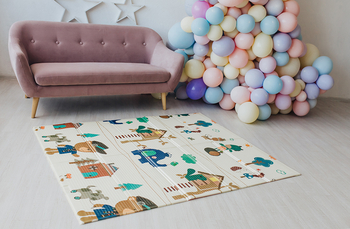 Дитячий двосторонній складний килимок Poppet Лісові жителі та Добрі сусіди, 200x180x1 см (PP008-200) - Pampik - 9