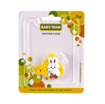 Ланцюжок для пустушки Baby Team Звірятка, жовтий (3332_зайчик) - Pampik - 2