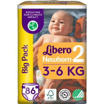 Подгузники на липучках Libero Newborn 2 (3-6 кг), 86 шт. - Pampik