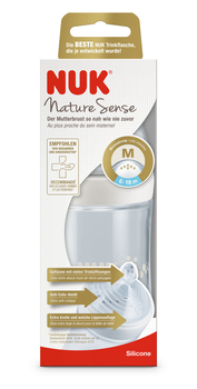 Пляшечка Nuk Nature Sense, з широким горлечком, з силіконовою соскою, 6-18 міс., 260 мл, білий (3952538) - Pampik - 4