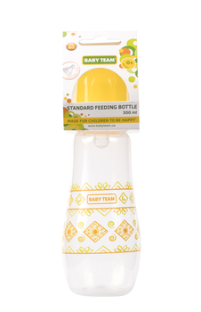 Пляшечка для годування Baby Team, з силіконовою соскою, 300 мл, жовтий (1415) - Pampik - 2