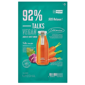 Тканина маска Missha Talk Vegan Squeeze Sos Relaxer, 27 г - Pampik