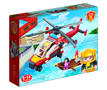 Конструктор BanBao Пожарные Вертолет и лодка, 191 элементов (7107) - Pampik