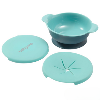 Мисочка BabyOno с присоской и крышечкой для снеков, голубой (1078) - Pampik