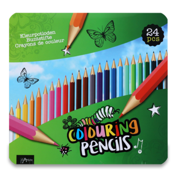 Олівці кольорові Artista у металевому пеналі 24 кольори 24 шт. (849950) - Pampik