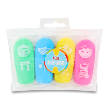 Набор маркеров Offtop Мини, неоновые, 4 цвета, 4 шт. (849898) - Pampik