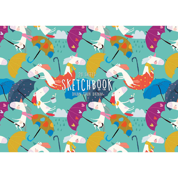 Альбом для малювання Star Коники з парасольками бірюзовий 20 аркушів (PB-GB-020-446) - Pampik