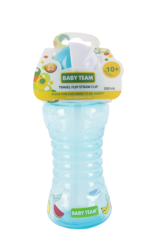 Поїльник для подорожей Baby Team, з трубочкою, 10+ міс., 300 мл, блакитний (5005_блакитний) - Pampik - 3