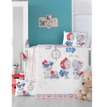 Комплект постільної білизни LightHouse Bebek Pink Station, ранфорс, дитячий, 150х100 см, різнокольоровий (2200000035189) - Pampik