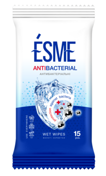 Вологі серветки Esme Антибактеріальні, 15 шт. - Pampik