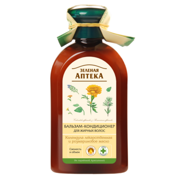 Бальзам-кондиціонер проти лупи Зелена Аптека Календула та розмаринова олія для жирного волосся, 300 мл - Pampik
