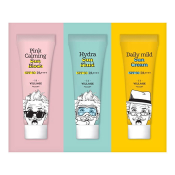 Набір сонцезахисних засобів Village 11 Factory Suncare, SPF 50, 75 мл (3 уп. по 25 мл) - Pampik