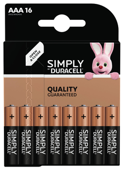 Батарейки мізинчикові Duracell Simply ААA, 16 шт. (5008104) - Pampik