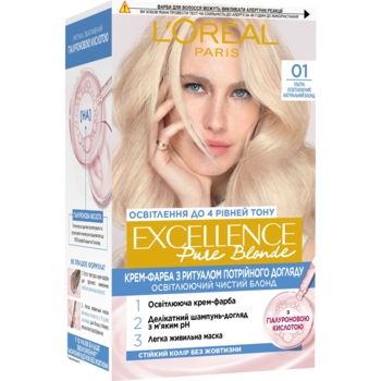 Фарба для волосся L’Oréal Paris Excellence Creme, відтінок 01 (супер-освітлюючий русявий натуральний), 176 мл (A9948800) - Pampik