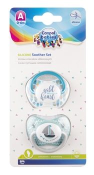 Силиконовая анатомическая пустышка Canpol babies, 0-6 мес., 2 шт., бирюзовый (23/951_tur) - Pampik