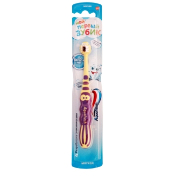Детская зубная щетка Aquafresh Мой первый зубик, мягкая, фиолетовая - Pampik