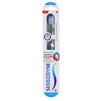 Зубная щетка Sensodyne Чувствительность зубов и защита десен, мягкая, белый с бирюзовым - Pampik