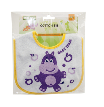 Слинявчик-нагрудник на липучці Baby Team Бегемот, жовтий (6502_бегемот) - Pampik - 2