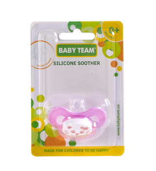 Пустушка силіконова Baby Team, вишнеподібної форми, 0-6 міс., рожевий (3003) - Pampik - 4