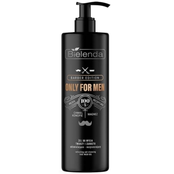 Освіжаючий та очищуючий гель для вмивання Bielenda Only for men Barber Edition для обличчя та бороди, 190 мл - Pampik