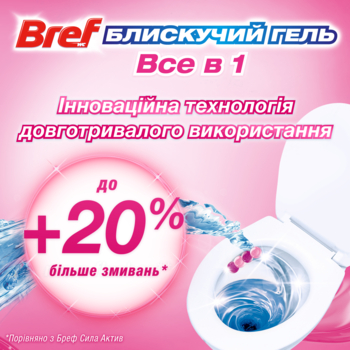 Туалетний блок для унітазу Bref Brilliant Gel All in 1 Весняний дощ, 42 г (860767) - Pampik - 3