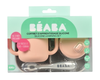 Набор посуды Beaba, силикон, 3 предмета, розовый с серым (913527) - Pampik - 6