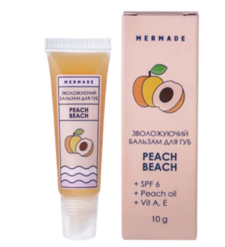 Бальзам для губ Mermade, зволожуючий, Peach Beach SPF6, 10 мл (MRL0010) - Pampik