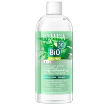 Гипоаллергенная очищающая мицеллярная вода Eveline Bio Organic, 400 мл (B400BOPM) - Pampik