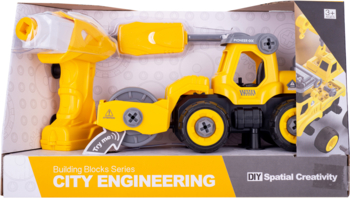 Конструктор DIY Spatial Creativity Каток LM8012-DZ-1 з електродвигуном, жовтий (CJ-1365033) - Pampik - 4