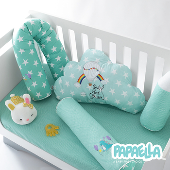 Захисний бортик-валик у ліжечко Papaella Горошок, ментоловий ( 8-34533) - Pampik - 10