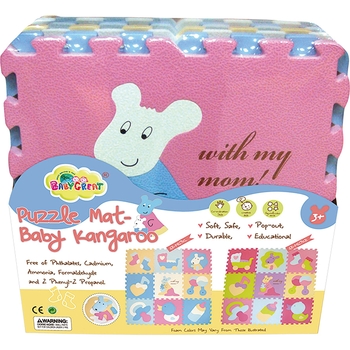 Дитячий розвиваючий ігровий килимок-пазл Baby Great Маленький кенгуру, 92х92 см, рожево-блакитний (GB-M129KL) - Pampik - 2