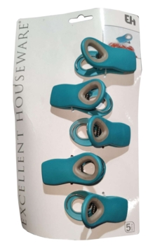 Набір кліпс для пакетів Excellent Houseware, синій, 5 шт. (850079) - Pampik