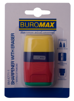 Точилка з контейнером Buromax Rubber Touch, з ластиком (BM.4771-1) - Pampik - 2