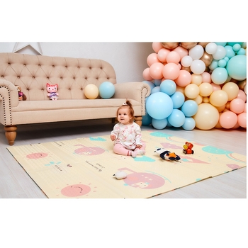 Дитячий двосторонній складний килимок Poppet Дивовижні будинки та Пригоди в небі, 150х180х1 см (PP014-150) - Pampik - 4