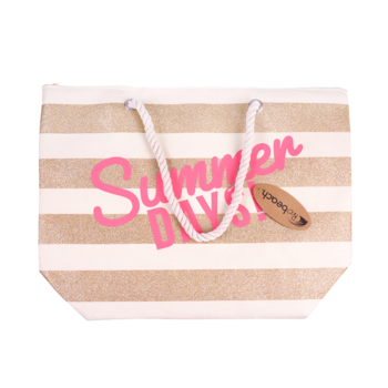 Сумка пляжна Offtop Сонячна, біла з бежевим (864503) - Pampik