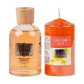 Подарунковий набір Sweet Home: Аромадифузор Квітка Тіаре, 100 мл + свічка, 135 г - Pampik - 2