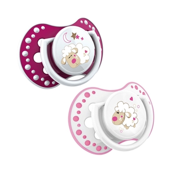 Силіконова динамічна пустушка Lovi Night&Day Girl Lamb, 0-3 міс., 2 шт. (22/809girl_L) - Pampik