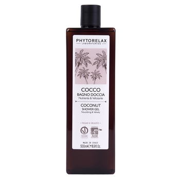 Гель для душа Phytorelax Vegan&Organic Coconut, питательный и смягчающий, 500 мл - Pampik