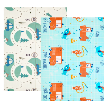 Дитячий двосторонній складний килимок Poppet Дорога додому та Пожежна команда, 150х200х0,8 см (PP019-150H) - Pampik