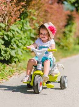 Триколісний велосипед Smoby Toys з козирком, багажником і сумкою, зелений (741100) - Pampik - 7