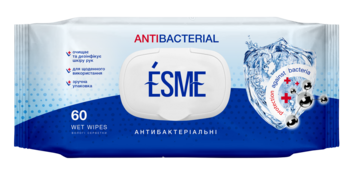 Влажные салфетки с клапаном Esme Антибактериальные, 60 шт. - Pampik