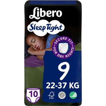 Подгузники-трусики Libero Sleep Tight 9 (22-37 кг), 10 шт. - Pampik
