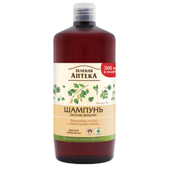Шампунь Зелена Аптека проти лупи Березові бруньки та рицинова олія, 1000 мл - Pampik