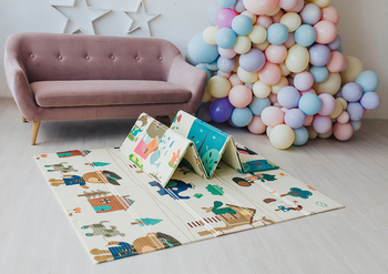 Дитячий двосторонній складний килимок Poppet Лісові жителі та Добрі сусіди, 200x180x1 см (PP008-200) - Pampik - 8