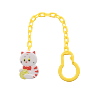 Ланцюжок для пустушки Baby Team Звірятка, жовтий (3332_котик) - Pampik