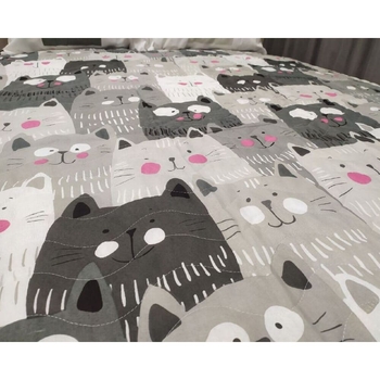 Покривало стьобане з наволочкою Eponj Home DuvardaKediler gri 220х160 см сірий (svt-2000022254830) - Pampik - 3