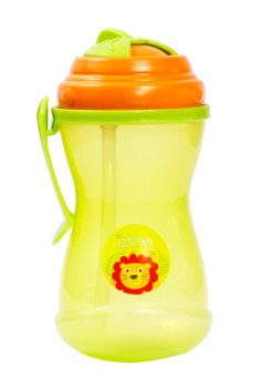 Поильник-непроливайка Lindo, с силиконовой трубочкой, 415 мл, зеленый (Li 727 зел) - Pampik