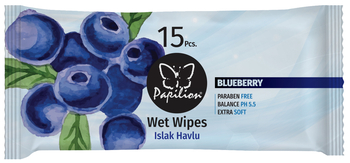 Вологі серветки Papilion Фруктова терапія Чорниця, 15 шт. - Pampik