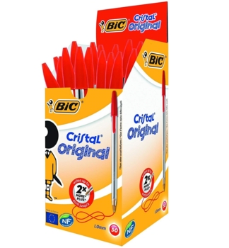 Ручка шариковая BIC Cristal Original, 0,32 мм, красный, 50 шт. (847899) - Pampik